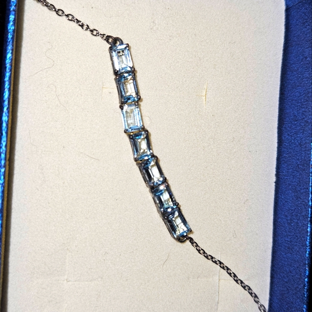 Sky Blue Topaz Rhodium Over Sterling Silver Bracelet